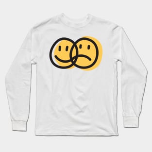 Bipolar Happy Sad Emoticon Long Sleeve T-Shirt